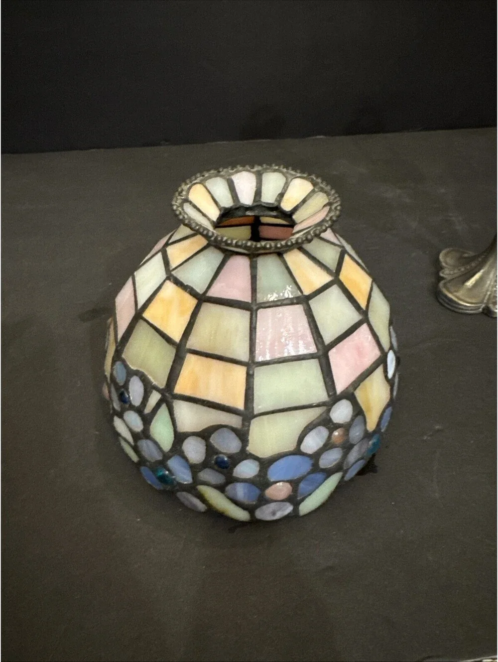 PartyLite Hydrangea Mosaic Tiffany Style Votive Candle Lamp Antique Bronze